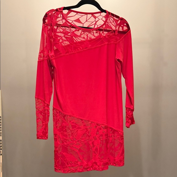 Tops - Elegant Red Lace Women’s Tunic